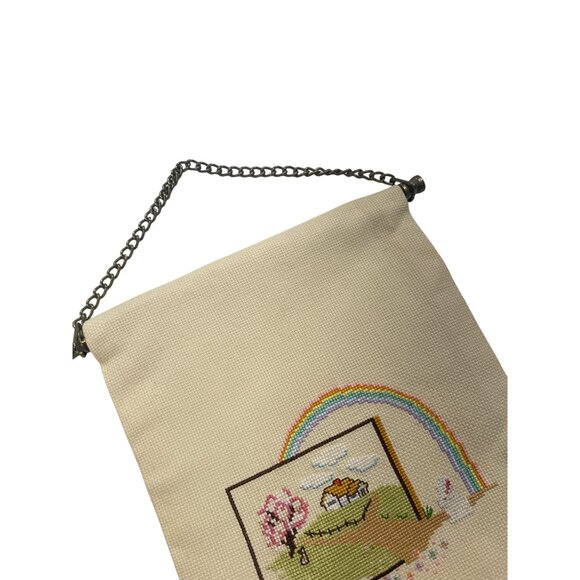 Handmade Cross-Stitch Wall Hanging Four Seasons Design 1984 Signed Needlework - Picture 2 of 8